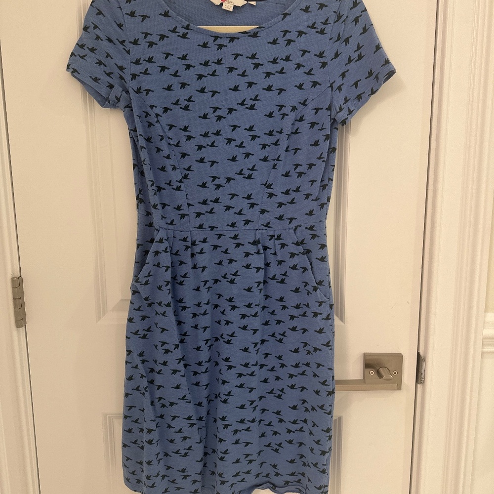 Boden blue dress with birds